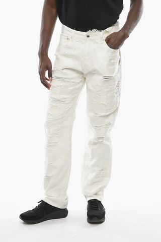 Distressed ALTAR Denims with Lace and Crystal Details