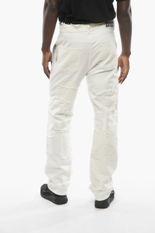 Distressed ALTAR Denims with Lace and Crystal Details
