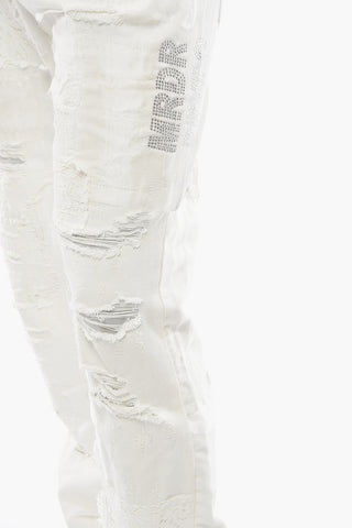 Distressed ALTAR Denims with Lace and Crystal Details
