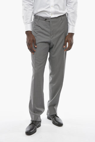 Virgin Wool ACADEMY Trousers with Hopsack Pattern