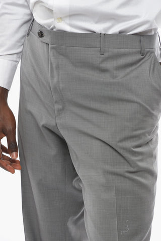 Virgin Wool ACADEMY Trousers with Hopsack Pattern