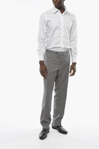 Virgin Wool ACADEMY Trousers with Hopsack Pattern