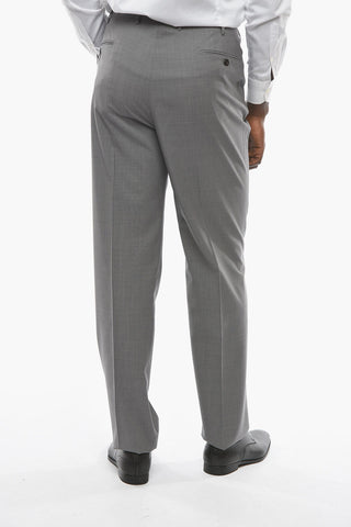Virgin Wool ACADEMY Trousers with Hopsack Pattern