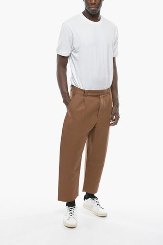 Wide Leg Single-Pleat Pants