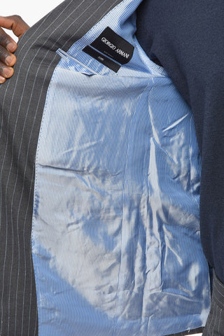 Wool Suit with Striped Pattern and Tapered Fit
