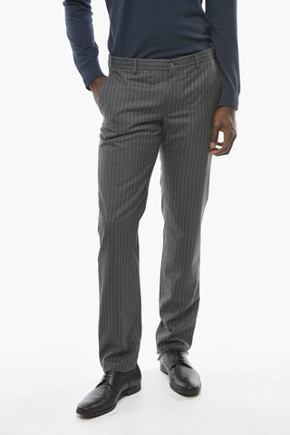 Wool Suit with Striped Pattern and Tapered Fit