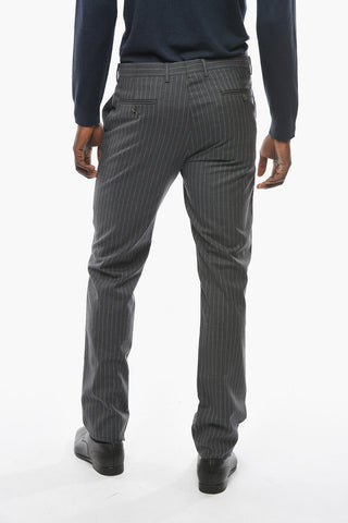 Wool Suit with Striped Pattern and Tapered Fit