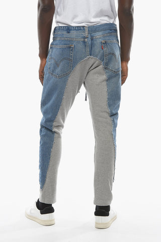 Jeans in Doppio Tessuto con Dettaglio in Jersey