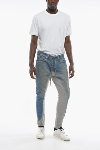 Jeans in Doppio Tessuto con Dettaglio in Jersey