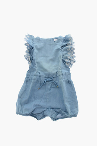 Frill Sleeve Denim Jumpsuit