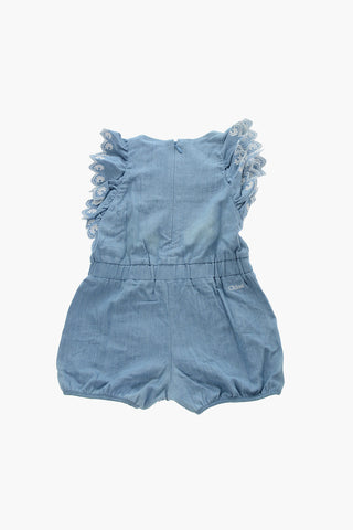 Frill Sleeve Denim Jumpsuit