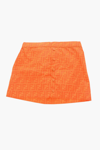 Gonna in Nylon con Abbottonatura Frontale e Stampa Monogram All Over