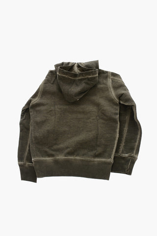 Acid Wash Effect Hoodie with Patch Pocket