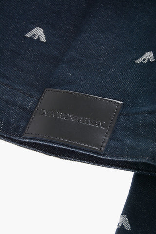 EMPORIO Silver Buttons Denim Jacket with All Over Logo Embroidered