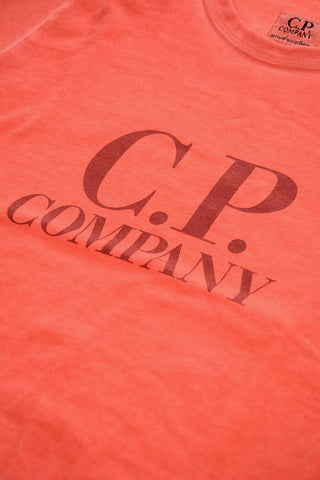 Acid Wash Effect Crew-Neck T-shirt with Front Logo