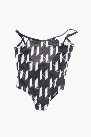 Geometrical Patterned Two-Tone One Piece Swimsuit