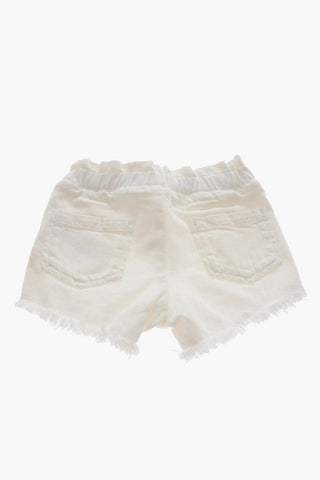 Frayed -Hem Denim Shorts with Golden Buttons