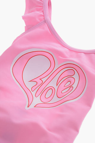 Costume da Bagno Intero con Logo e Spallina Frill
