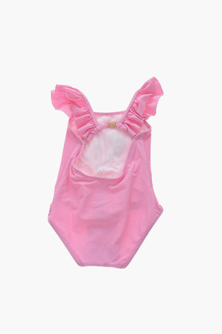 Costume da Bagno Intero con Logo e Spallina Frill
