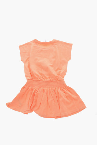 Drawstring Waist Tiger Crest Printed Tee Dress