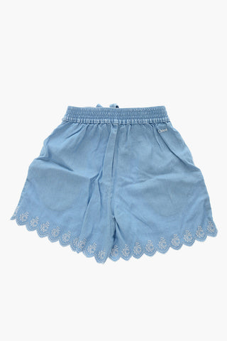 Shorts a Tinta Unita con Fiocco Frontale