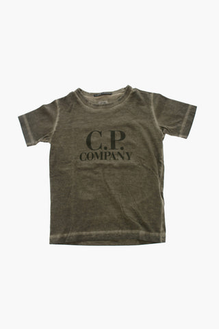 Acid Wash Effect Crew-Neck T-shirt with Front Logo