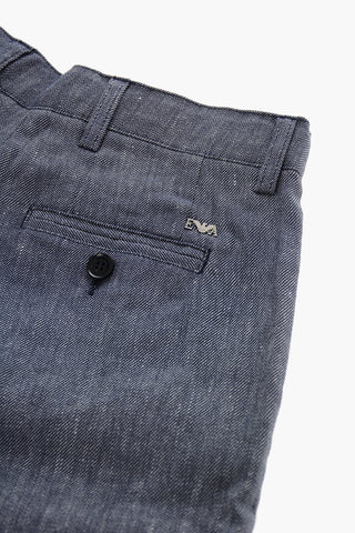 Double-Pleat Flax and Cotton Shorts