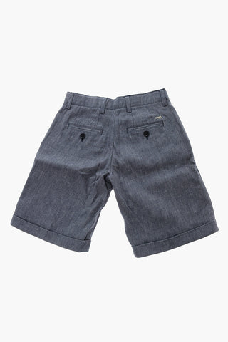 Double-Pleat Flax and Cotton Shorts