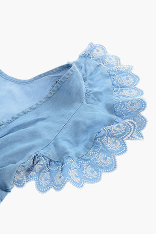 Jumpsuit in Denim con Manica Frill