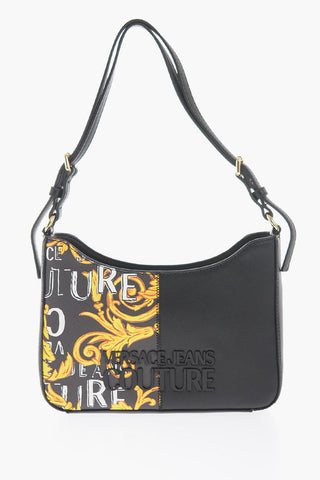 JEANS COUTURE Baroque Motif Shoulder Bag with Embossed Logo