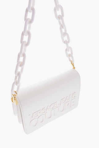 JEANS COUTURE Faux Leather Shoulder Bag with Embossed Logo