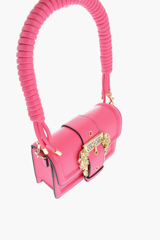 JEANS COUTURE Faux leather bag Embellished with Maxi Golden Buckle and Braided Handle