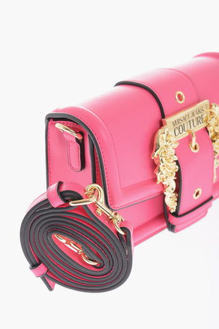JEANS COUTURE Faux leather bag Embellished with Maxi Golden Buckle and Braided Handle