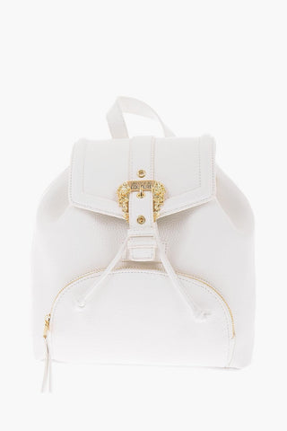 JEANS COUTURE Faux Leather Backpack with Golden Buckle