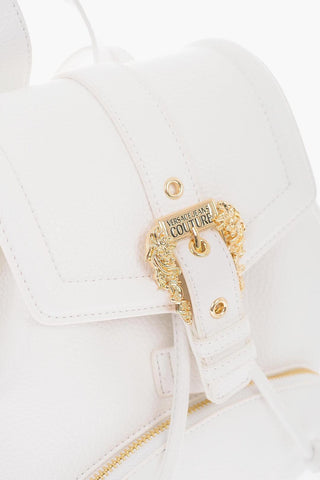 JEANS COUTURE Faux Leather Backpack with Golden Buckle