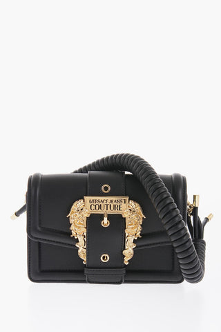 JEANS COUTURE Faux Leather Bag with Braided Handle and Maxi Golden Buckle