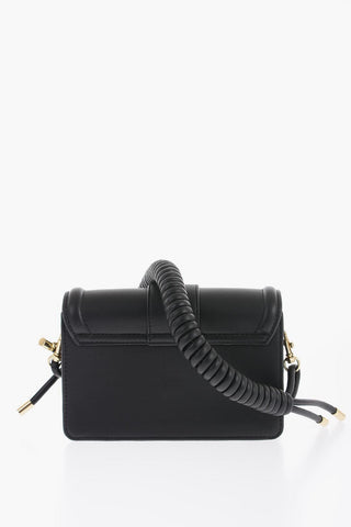 JEANS COUTURE Faux Leather Bag with Braided Handle and Maxi Golden Buckle