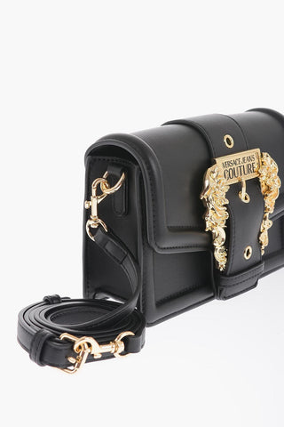 JEANS COUTURE Faux Leather Bag with Braided Handle and Maxi Golden Buckle