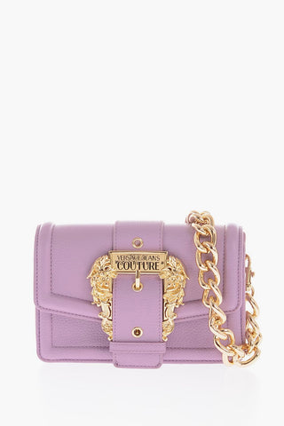 JEANS COUTURE Borsa a Spalla In Ecopelle Martellata con Decorazione Maxi Fibbia Dorata