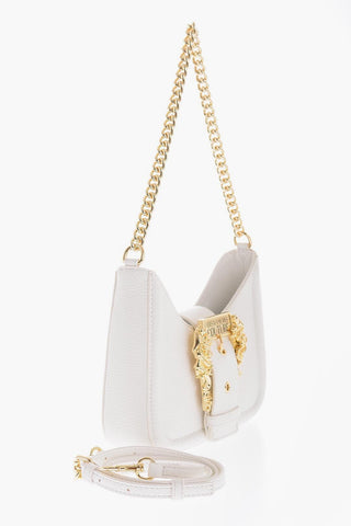 JEANS COUTURE Textured Faux Leather Bag with Embellishment Maxi Golden Buckle