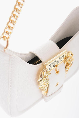 JEANS COUTURE Textured Faux Leather Bag with Embellishment Maxi Golden Buckle