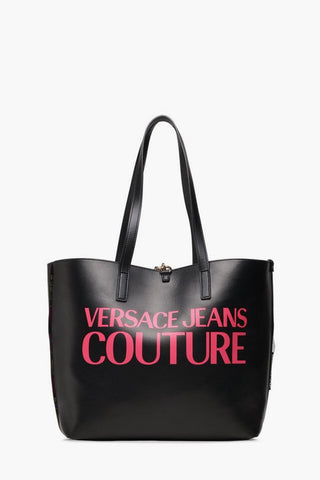 JEANS COUTURE Reversible Faux Leather Tote Bag with Matched Pouch