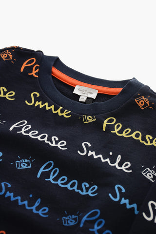 Felpa Girocollo con Stampa Logo all-Over