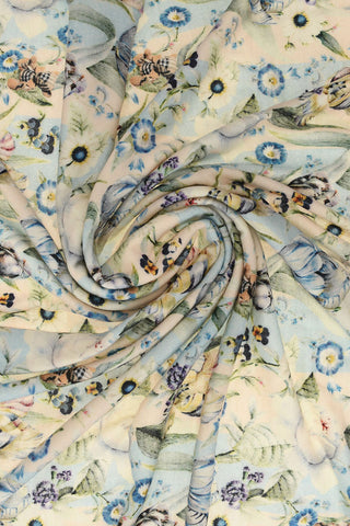 Coperta in Lana Merino a Stampa Floreale