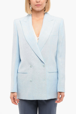 Wool Blend Lined Double Breasted Blazer
