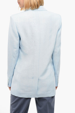 Wool Blend Lined Double Breasted Blazer