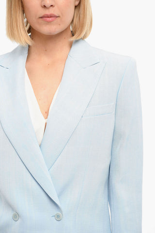 Wool Blend Lined Double Breasted Blazer