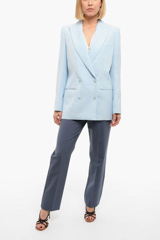 Wool Blend Lined Double Breasted Blazer