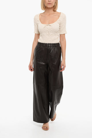 Elastic waist JEWEL Leather Pants