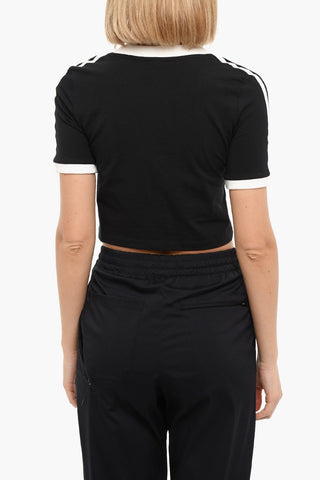 Contrasting Bands V neck Cropped Top